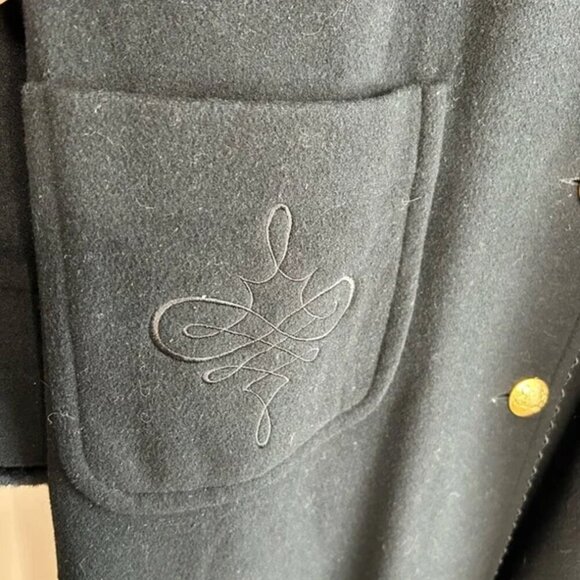 Long Over Coat Premium Virgin Wool Cashmere Faux Fur Collar Black Large Petite - Picture 5 of 9